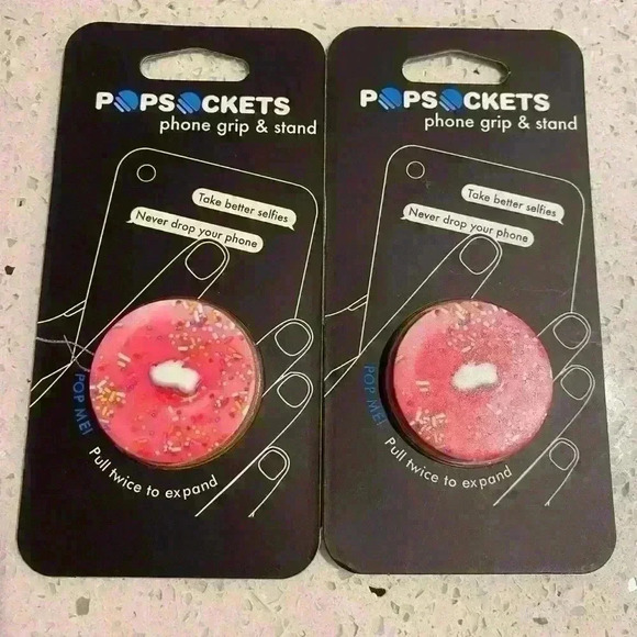 2 Pink donut Pop sockets Phone grip and stand - Picture 1 of 1